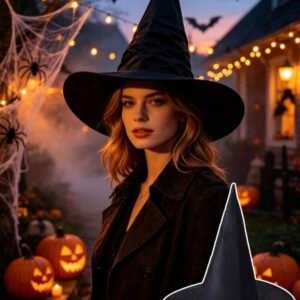 Midnight Spell: Classic Obsidian Nylon Witch Hat