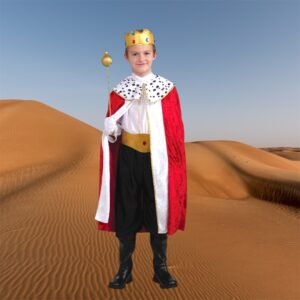 King Costume set for Kids with Wand and extra Crown.