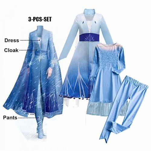 Princess Elsa Party Dress 4-10 Years Ice Queen Princess Party Dresses Set Cosplay Costume Children Carnaval Frozen 2. - Image 3