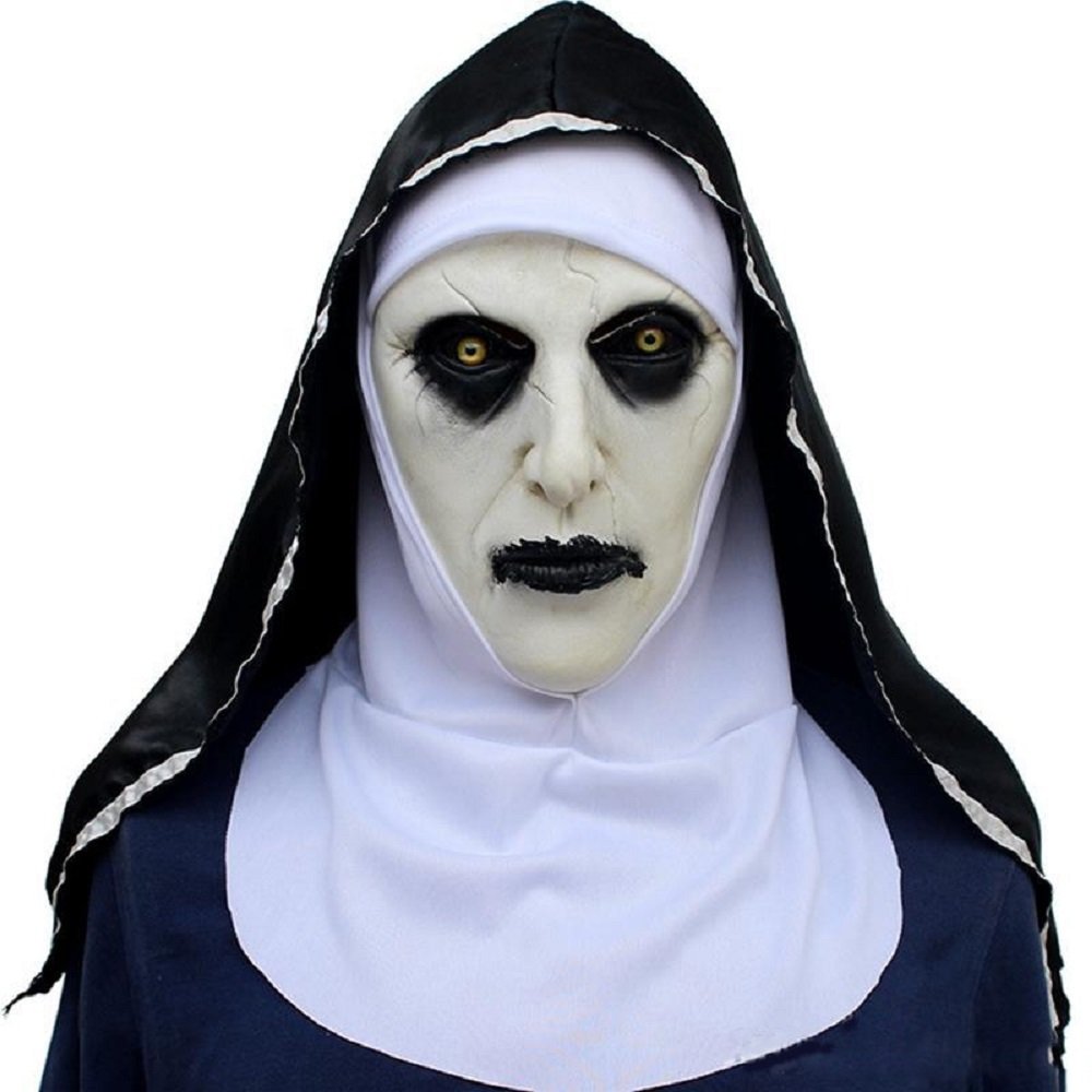 The Horror Scary Evil Nun Latex Mask w/Headscarf Valak Cosplay for Halloween Costume - Image 5