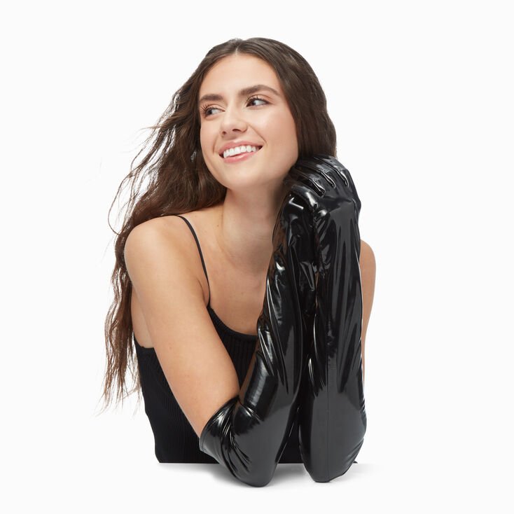 PU Leather Long Gloves Nightclub Party Pole Dancing Women Latex Gothic Punk Gloves Cosplay Costumes... - Image 3