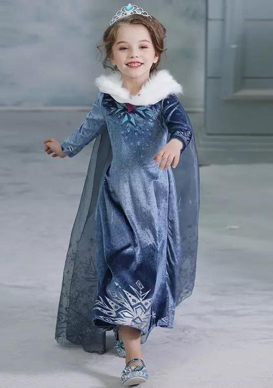 Girls NEW Frozen 2 Elsa Dress Up Fancy Cosplay Kids Costume Party Outfit - Image 2