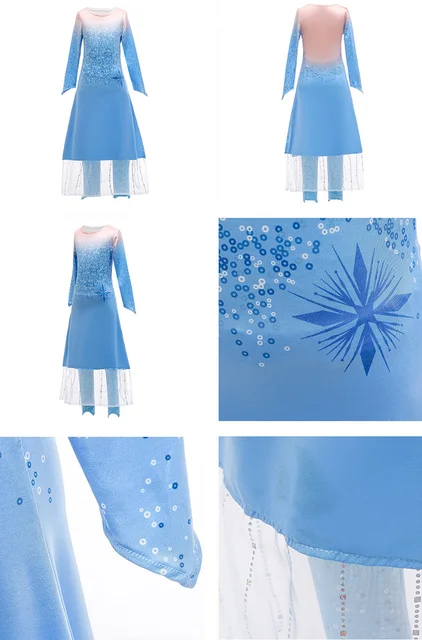 Princess Elsa Party Dress 4-10 Years Ice Queen Princess Party Dresses Set Cosplay Costume Children Carnaval Frozen 2. - Image 4