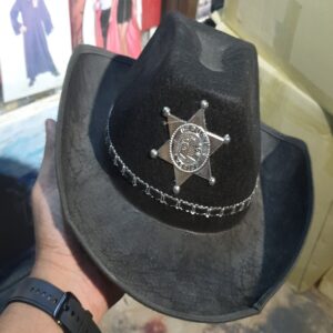 Cow Bow Hat Black (with Sherif badge)