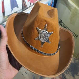 Cow Bow Hat Brown (with Sherif badge)
