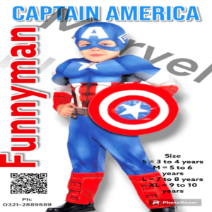 Captain America costume Set for kids with Shield Mask and jumpsuit.