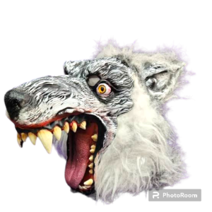 Black Wolf Adult size Rubber Mask with Big Mouth in Deluxe Quality...