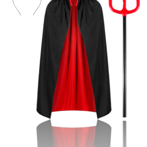 Devil Costume Set With Cape pitch fork and devil horns in Adult Size.