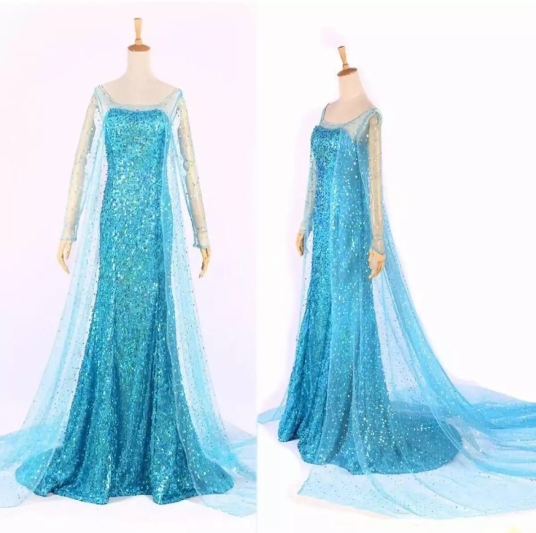 New Adult Sequined Princess Frozen Elsa Blue Dress Costume with Lining Hi Quality - Image 4