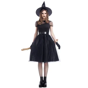 Black Witch Costume Adult Womens Ghost Costume Adult Wicked Witch Halloween Fancy Dress