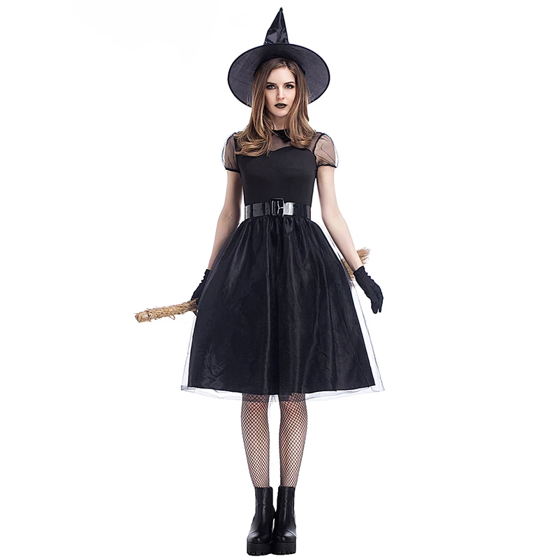 Black Witch Costume Adult Womens Ghost Costume Adult Wicked Witch Halloween Fancy Dress
