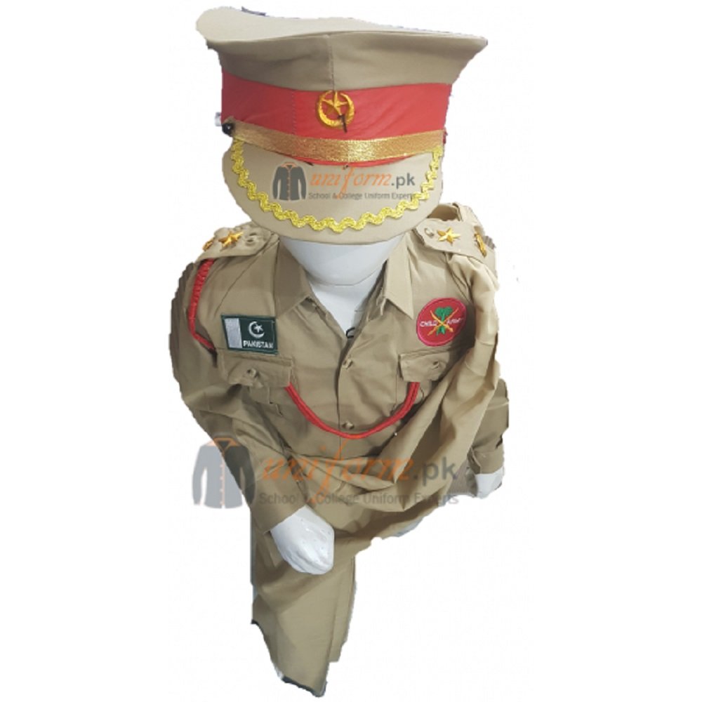 Army Khaki Sari Costume for kids - Image 2