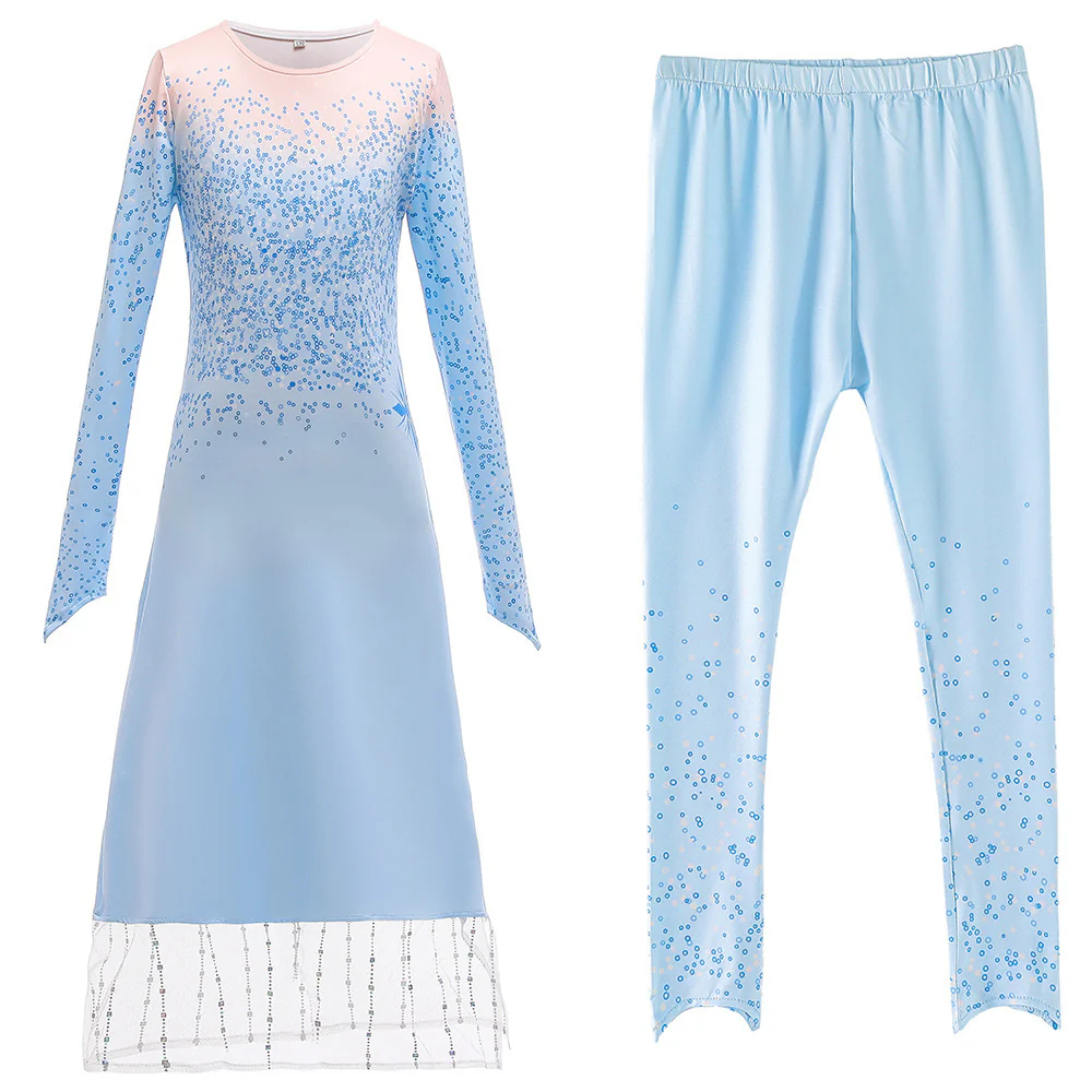 Princess Elsa Party Dress 4-10 Years Ice Queen Princess Party Dresses Set Cosplay Costume Children Carnaval Frozen 2. - Image 5