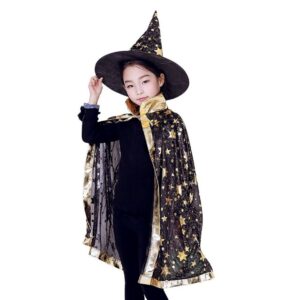 Witch and Wizard printed cape and hat.