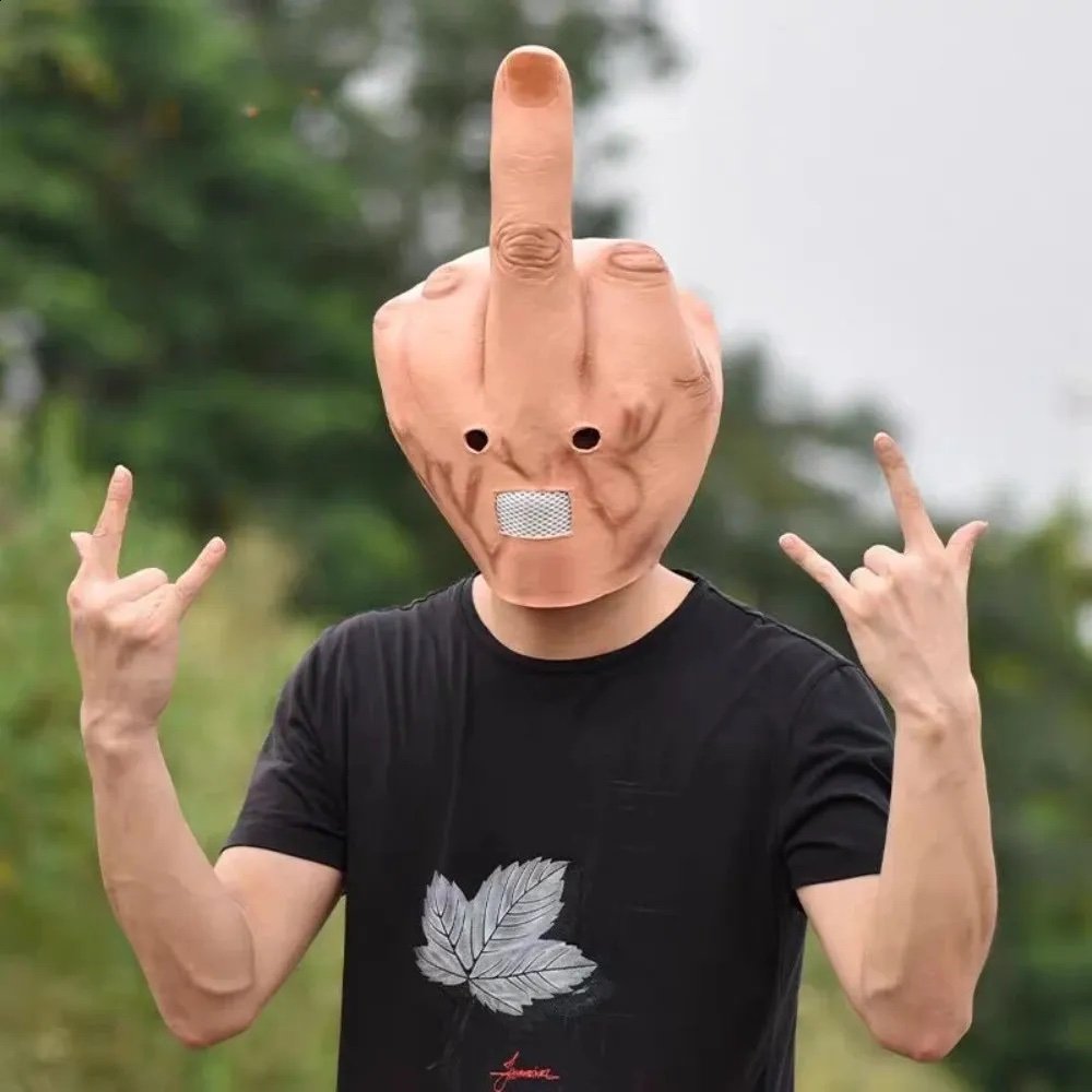 Middle finger Halloween latex mask. - Image 2