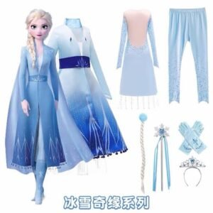 Frozen 2 Kids Girl Elsa Costume Dresses Blue Pants Coat Outfit For Party Holiday