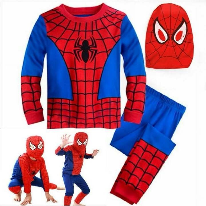 Spiderman costume for kids with fabric mask included - Image 2