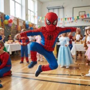 Spiderman costume for kids with fabric mask included