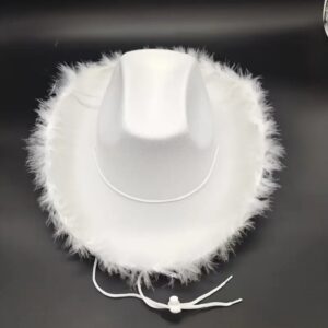 White Cowboy Hat with Fur