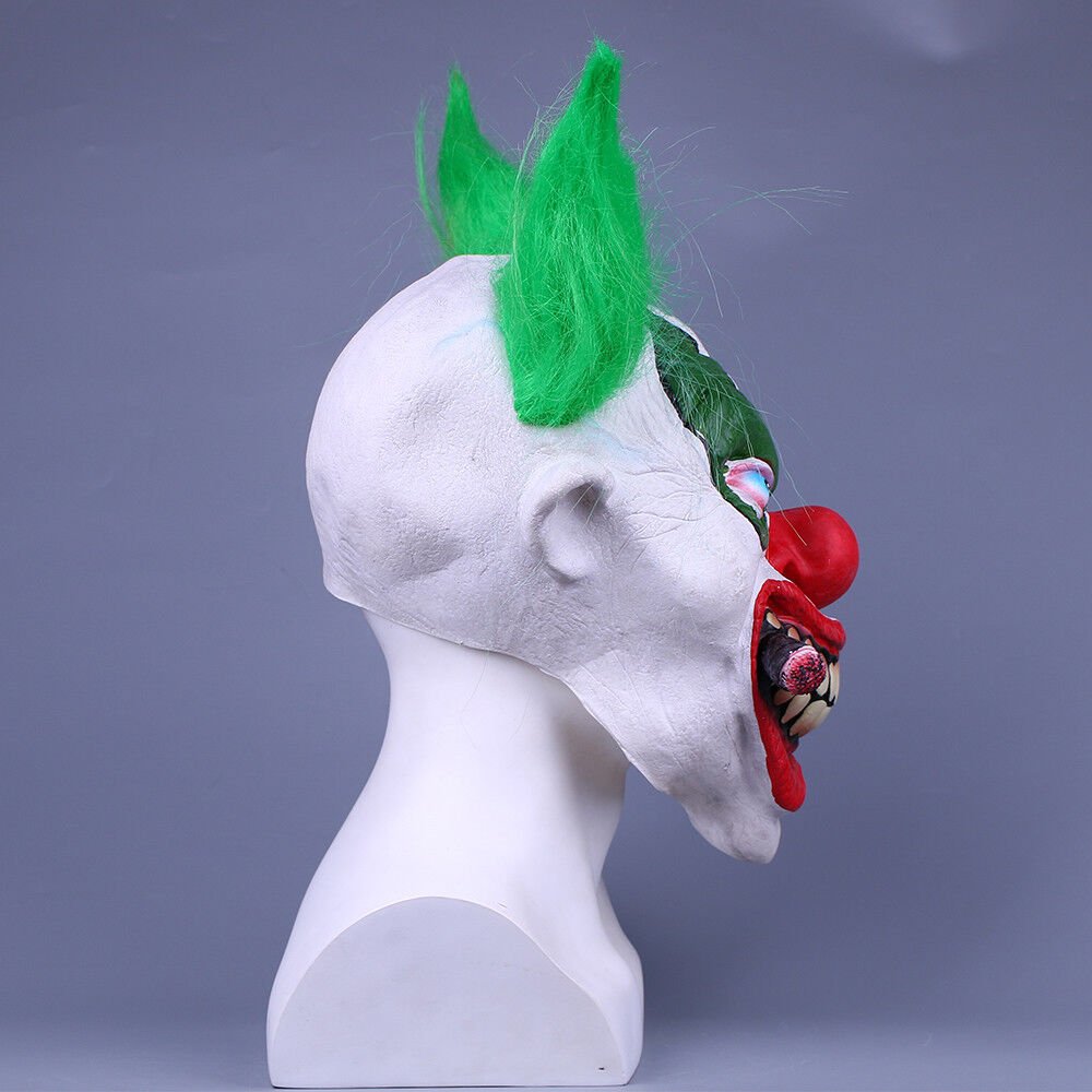Killer Clown Mask Evil Joker Green Hair Fancy Dress Costume Halloween Mask Props - Image 5