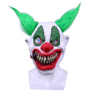 Killer Clown Mask Evil Joker Green Hair Fancy Dress Costume Halloween Mask Props