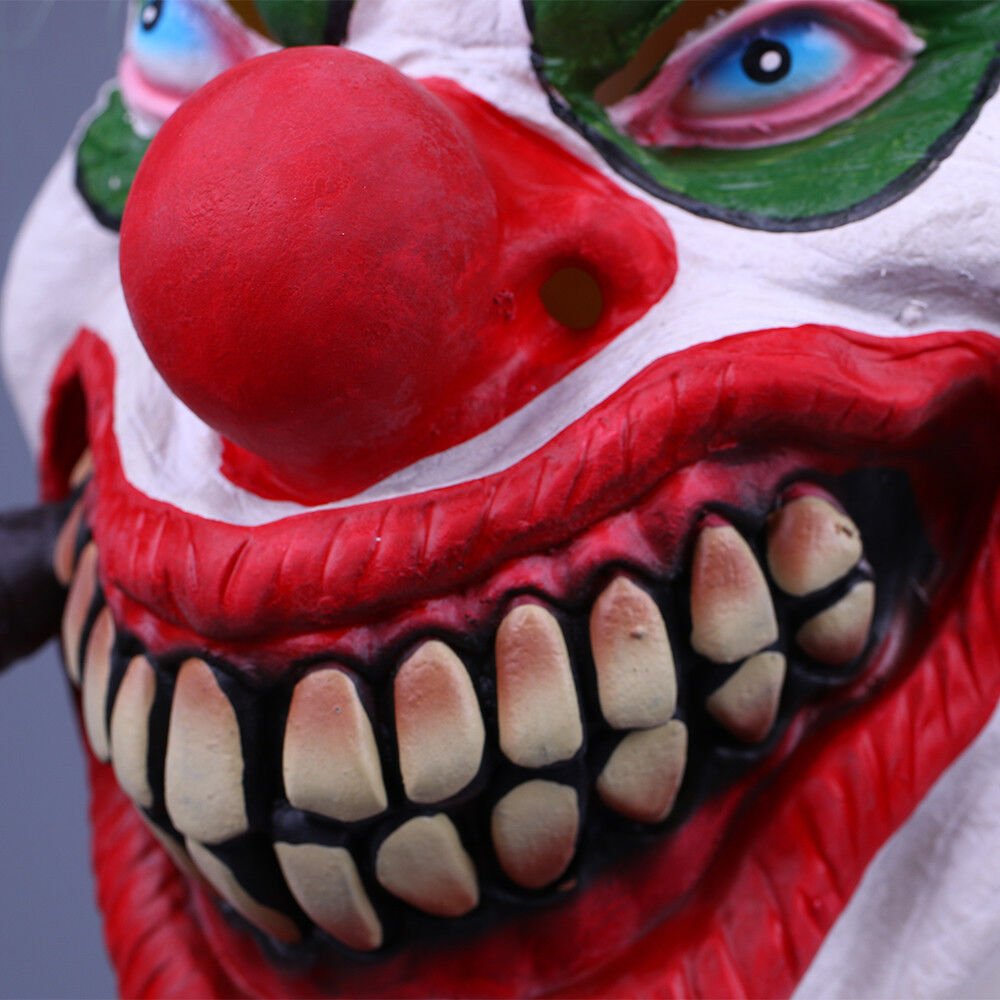 Killer Clown Mask Evil Joker Green Hair Fancy Dress Costume Halloween Mask Props - Image 6