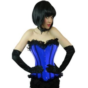 Gothic Blue Lace Corset Costume for Women – Elegant Victorian Style Halloween, Fancy Dress & Party Outfit