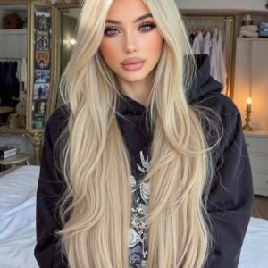 Luxurious Long Layered Platinum Blonde Wig-Natural Look & Feel"