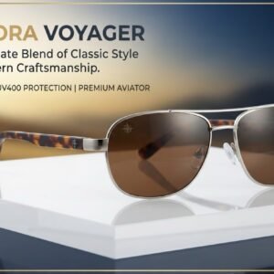 Aurora Voyager Classic Aviator Sunglasses for Men & Women – Premium Tortoise & Silver Metal Frame, Polarized UV400 Protection Lenses, Lightweight Vintage Eyewear