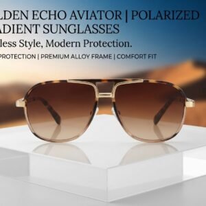 Golden Echo Aviator Sunglasses for Men & Women – Gradient Brown Lenses, Gold & Tortoise Frame, Polarized UV400 Protection Luxury Eyewear