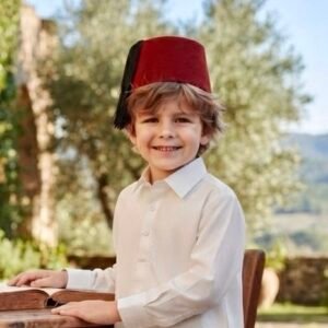 Traditional Red Velvet Fez Hat for Men and Boys, Classic Turkish Ottoman Cap with Black Tassel for Costumes, Cultural Events, and Parties