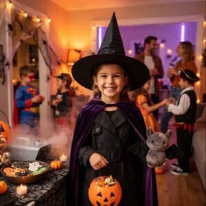 Little Witch’s Big Adventure: Lightweight Black Nylon Witch Hat for Kids